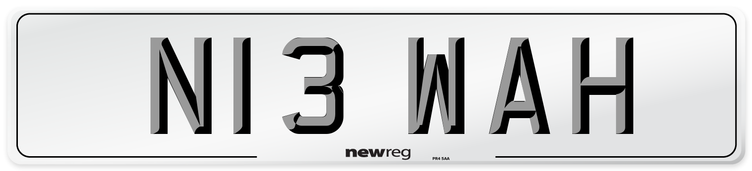 N13 WAH Number Plate from New Reg